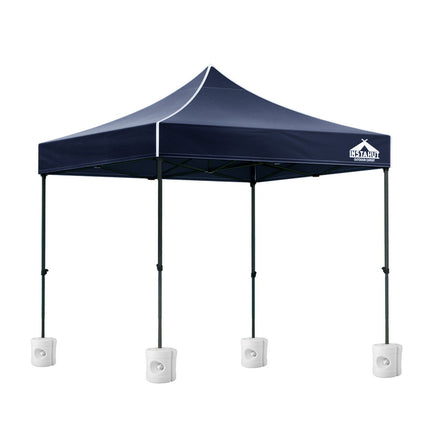 Instahut Gazebo Pop Up 3x3m w/Base Podx4 Marquee Folding Outdoor Wedding Camping Tent Shade Canopy Navy 2
