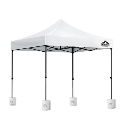 Instahut Gazebo Pop Up 3x3m w/Base Podx4 Marquee Folding Outdoor Wedding Camping Tent Shade Canopy White 2
