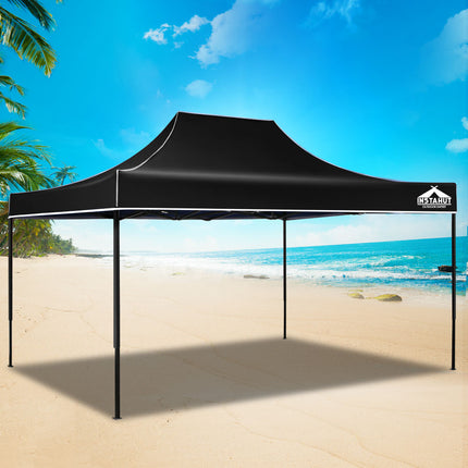 Instahut Gazebo Pop Up Marquee 3x4.5 Folding Tent 500D Wedding Camping Black 7