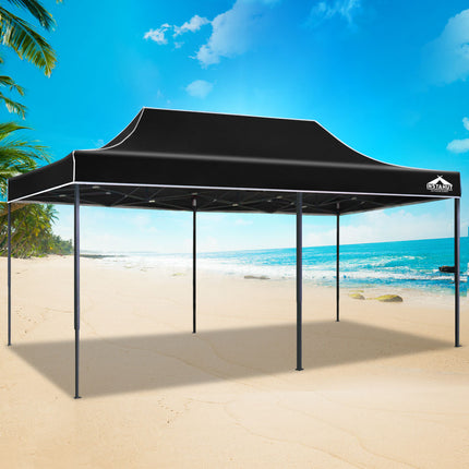 Instahut Gazebo Pop Up Marquee 3x6 Folding Tent Wedding 500D Camping Black 7