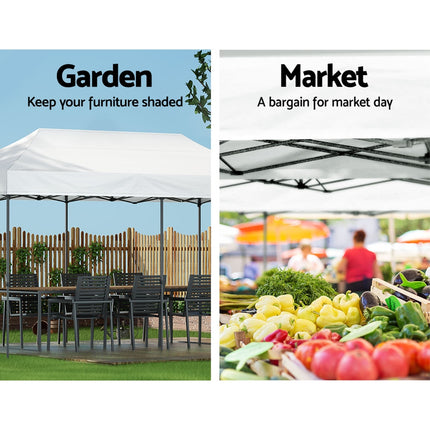 Instahut Gazebo Pop Up Marquee 3x6 Folding Tent Wedding 500D Oxford Fabric White 4