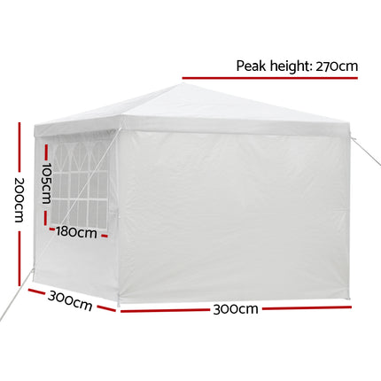 Instahut Gazebo 3x3m Marquee Wedding Party Tent Outdoor Camping Side Wall Canopy Window Panel White 2