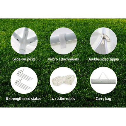 Instahut Gazebo 3x3m Marquee Wedding Party Tent Outdoor Camping Side Wall Canopy Window Panel White 6