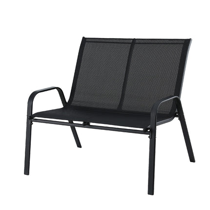 Gardeon Garden Bench Seat Steel Outdoor Patio Park Lounge Backyard Chair Black 2