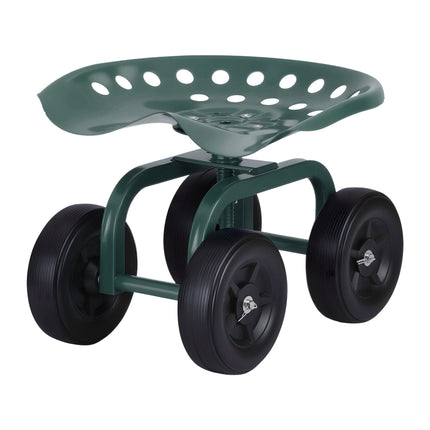 Gardeon Garden Seat 360 Swivel Rolling Adjustable Height Work Scooter Cart Wheels Heavy Duty 150kg 3