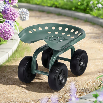 Gardeon Garden Seat 360 Swivel Rolling Adjustable Height Work Scooter Cart Wheels Heavy Duty 150kg 7