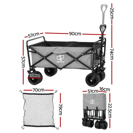 Gardeon Garden Cart with Cargo Net Grey 2