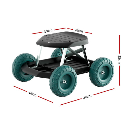 Gardeon Garden Cart Rolling Stool with Wheels Gardening Helper Seat Farm Yard 2
