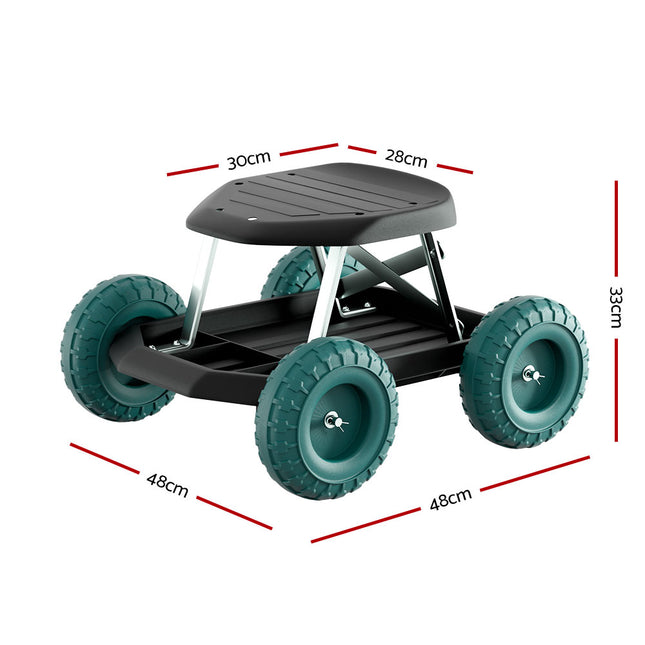 Gardeon Garden Cart Rolling Stool with Wheels Gardening Helper Seat Farm Yard 2
