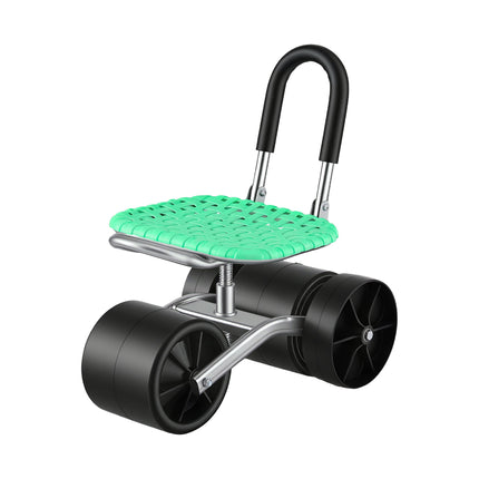 Gardeon Gardening Cart with 360° Swivel Seat | Rolling Work Seat with Adjustable Height & All-Terrain Wheels | 130KG Capacity Heavy Duty Garden Scooter for Back Pain Relief & Vehicle Detailing | Foldable Backrest & Ventilated Seat, Green