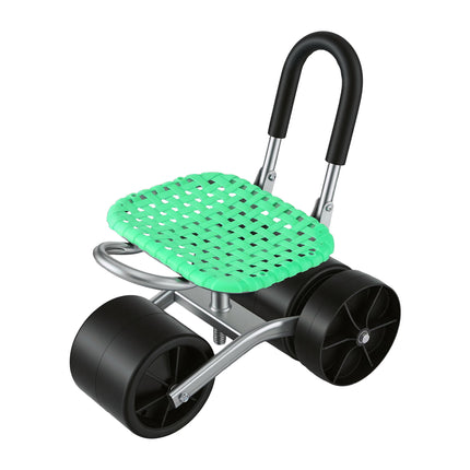 Gardeon Gardening Cart with 360° Swivel Seat | Rolling Work Seat with Adjustable Height & All-Terrain Wheels | 130KG Capacity Heavy Duty Garden Scooter for Back Pain Relief & Vehicle Detailing | Foldable Backrest & Ventilated Seat, Green 3