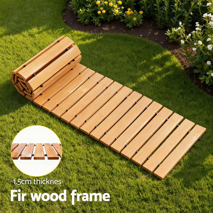 Gardeon 8FT Wooden Garden Pathway Roll-Out Straight Walkway Outdoor Backyard Brown 6