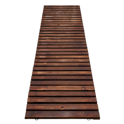 Gardeon 8FT Wooden Garden Pathway Roll-Out Straight Walkway Outdoor Backyard Charcoal Brown 2