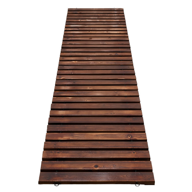 Gardeon 8FT Wooden Garden Pathway Roll-Out Straight Walkway Outdoor Backyard Charcoal Brown 2