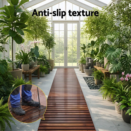 Gardeon 8FT Wooden Garden Pathway Roll-Out Straight Walkway Outdoor Backyard Charcoal Brown 7