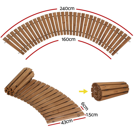 Gardeon 8FT Wooden Garden Pathway Roll-Out Curved Walkway Outdoor Backyard Brown 2