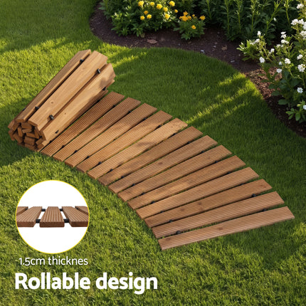 Gardeon 8FT Wooden Garden Pathway Roll-Out Curved Walkway Outdoor Backyard Brown 5