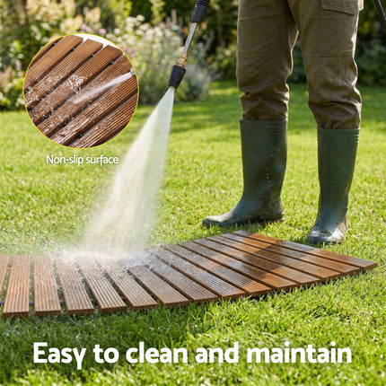 Gardeon 8FT Wooden Garden Pathway Roll-Out Curved Walkway Outdoor Backyard Brown 6