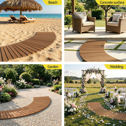 Gardeon 8FT Wooden Garden Pathway Roll-Out Curved Walkway Outdoor Backyard Brown 7