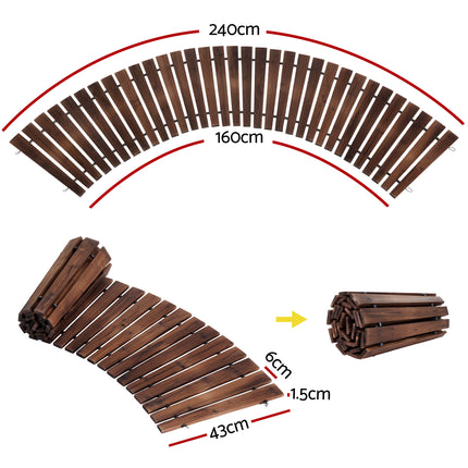 Gardeon 8FT Wooden Garden Pathway Roll-Out Curved Walkway Outdoor Backyard Charcoal Brown 2