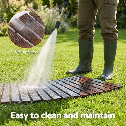 Gardeon 8FT Wooden Garden Pathway Roll-Out Curved Walkway Outdoor Backyard Charcoal Brown 6