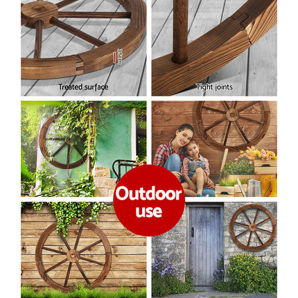 Gardeon Garden Decor Outdoor Ornament 2X Wooden Wagon Wheel 6