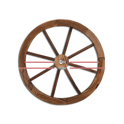 Gardeon Garden Decor Outdoor Ornament Wooden Wagon Wheel 2