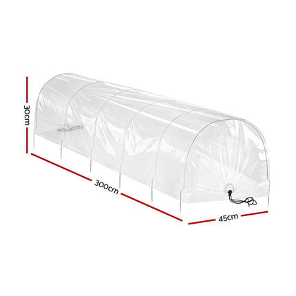 Green Fingers Mini Greenhouse 300x45x30cm Tunnel Clear PVC Steel Frame Portable 2