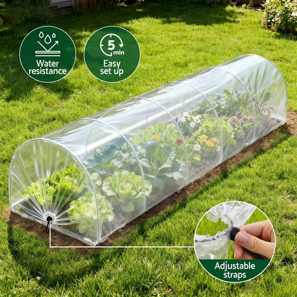 Green Fingers Mini Greenhouse 300x45x30cm Tunnel Clear PVC Steel Frame Portable 4