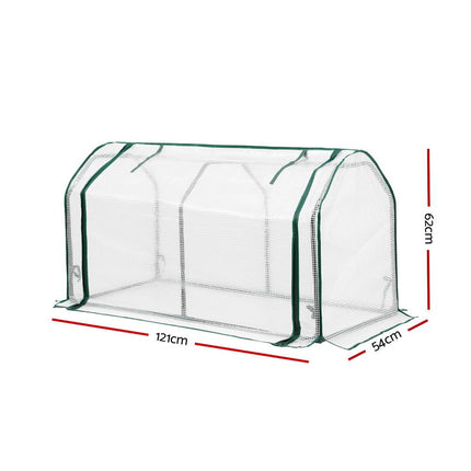 Green Fingers Mini Greenhouse PE Cover Green House Roll-Up Zippered Door 1.2x0.5x0.6M 2