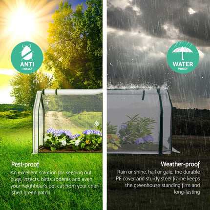 Green Fingers Mini Greenhouse PE Cover Green House Roll-Up Zippered Door 1.2x0.5x0.6M 4