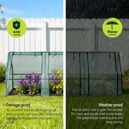 Green Fingers Mini Greenhouse 240x90x90cm Steel Frame PE Cover Outdoor Shelter 3
