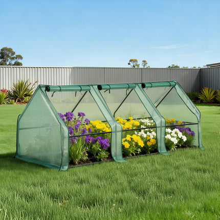 Green Fingers Mini Greenhouse 240x90x90cm Steel Frame PE Cover Outdoor Shelter 6