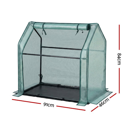 Green Fingers Mini Greenhouse 91x46x84cm Steel Frame PE Cover Outdoor Shelter 2