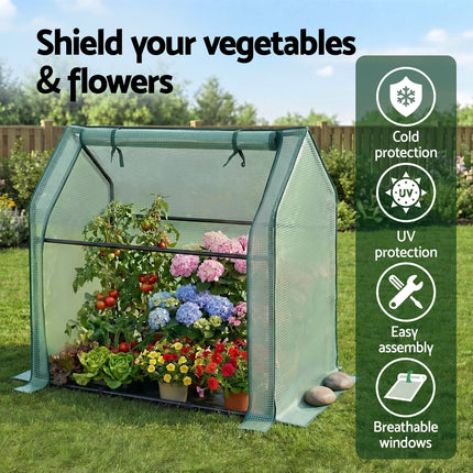Green Fingers Mini Greenhouse 91x46x84cm Steel Frame PE Cover Outdoor Shelter 5