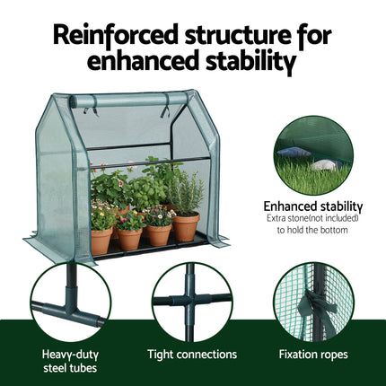 Green Fingers Mini Greenhouse 91x46x84cm Steel Frame PE Cover Outdoor Shelter 6