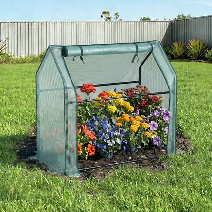 Green Fingers Mini Greenhouse 91x46x84cm Steel Frame PE Cover Outdoor Shelter 10