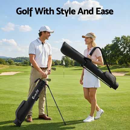 Everfit Golf Stand Bag Lightweight Sunday Pitch And Putt Bag Black 9