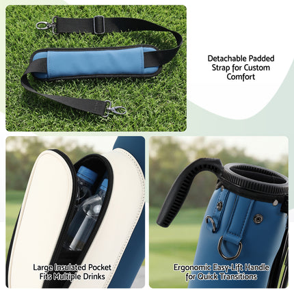 Everfit Golf Stand Bag Lightweight Sunday Pitch And Putt Bag Blue 8