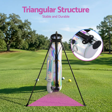 Everfit Golf Stand Bag Lightweight Sunday Pitch And Putt Bag Holographic 5