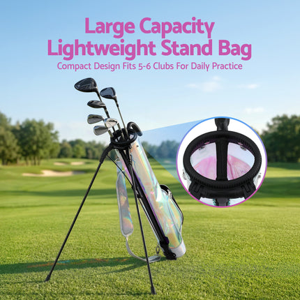Everfit Golf Stand Bag Lightweight Sunday Pitch And Putt Bag Holographic 7