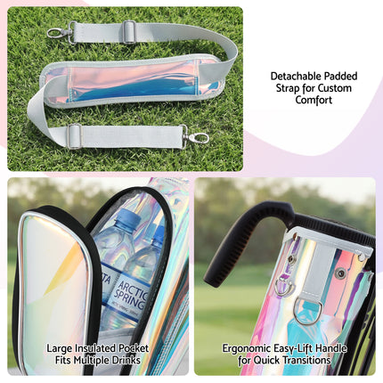 Everfit Golf Stand Bag Lightweight Sunday Pitch And Putt Bag Holographic 8