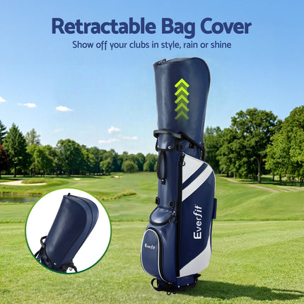 Everfit Golf Stand Bag Lightweight Carry Bag Dual Strap Club Divider Blue 4