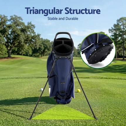 Everfit Golf Stand Bag Lightweight Carry Bag Dual Strap Club Divider Blue 5