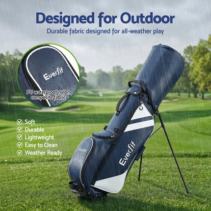 Everfit Golf Stand Bag Lightweight Carry Bag Dual Strap Club Divider Blue 6