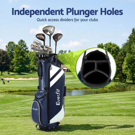 Everfit Golf Stand Bag Lightweight Carry Bag Dual Strap Club Divider Blue 7
