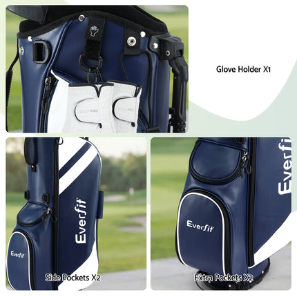 Everfit Golf Stand Bag Lightweight Carry Bag Dual Strap Club Divider Blue 8