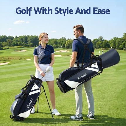 Everfit Golf Stand Bag Lightweight Carry Bag Dual Strap Club Divider Blue 9