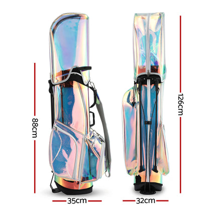 Everfit Golf Stand Bag Lightweight Carry Bag Dual Strap Club Divider Holographic 2