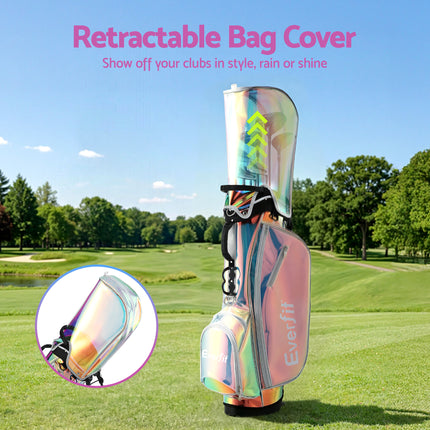 Everfit Golf Stand Bag Lightweight Carry Bag Dual Strap Club Divider Holographic 4